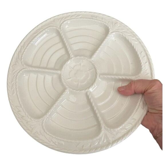 Secla Portugal 10” Ivory Sectioned Serving Dish - Picture 5 of 6